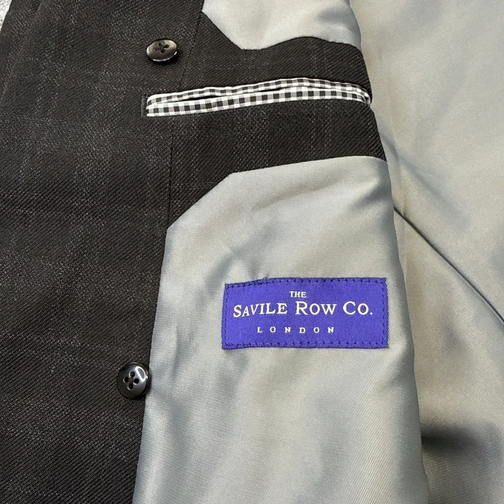The Savile Row Co London Aberdeen‎ sport coat men's 40R gray plaid elbow patches